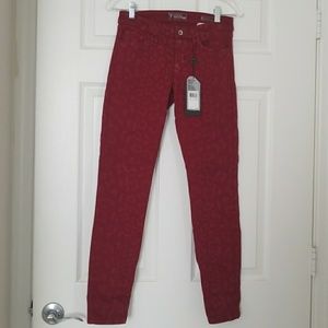 New Guess Animal Print red pants